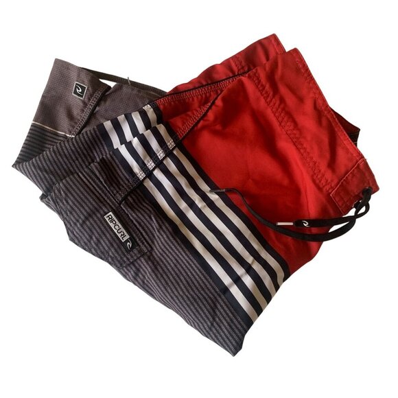 Bundle of 2 Men's Board Swim Shorts Rip Curl & Burnside Red & Blue Sz 38 Classic - Picture 15 of 16